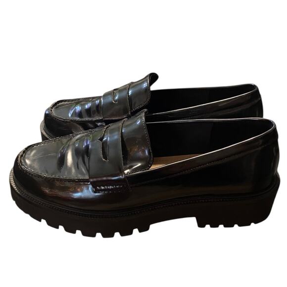 H & M Penny Loafers Womens EUR39/US8.5 Black Leather Retro Y2K Chunky Lug Sole - Picture 9 of 9